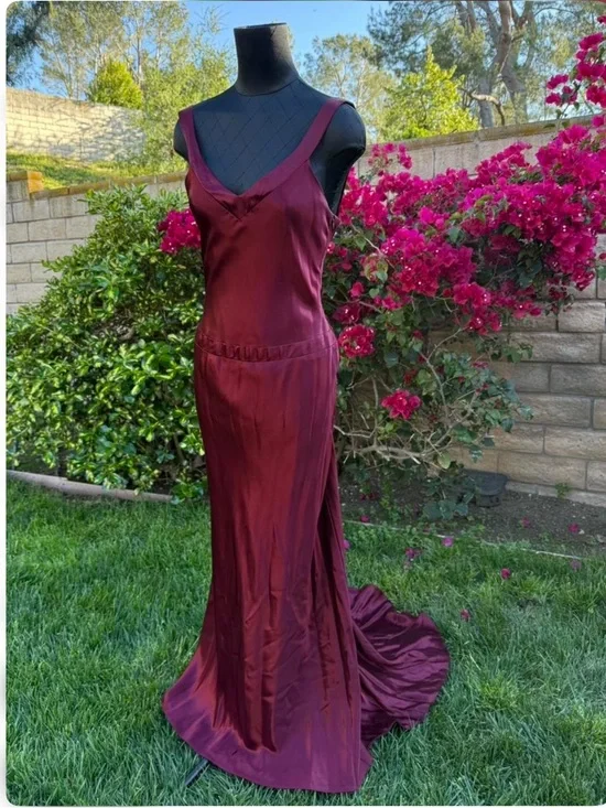 Vintage Y2K Maroon Red How to Lose a Guy in 10 Days Open Back Prom Dress Gown - Picture 1 of 6